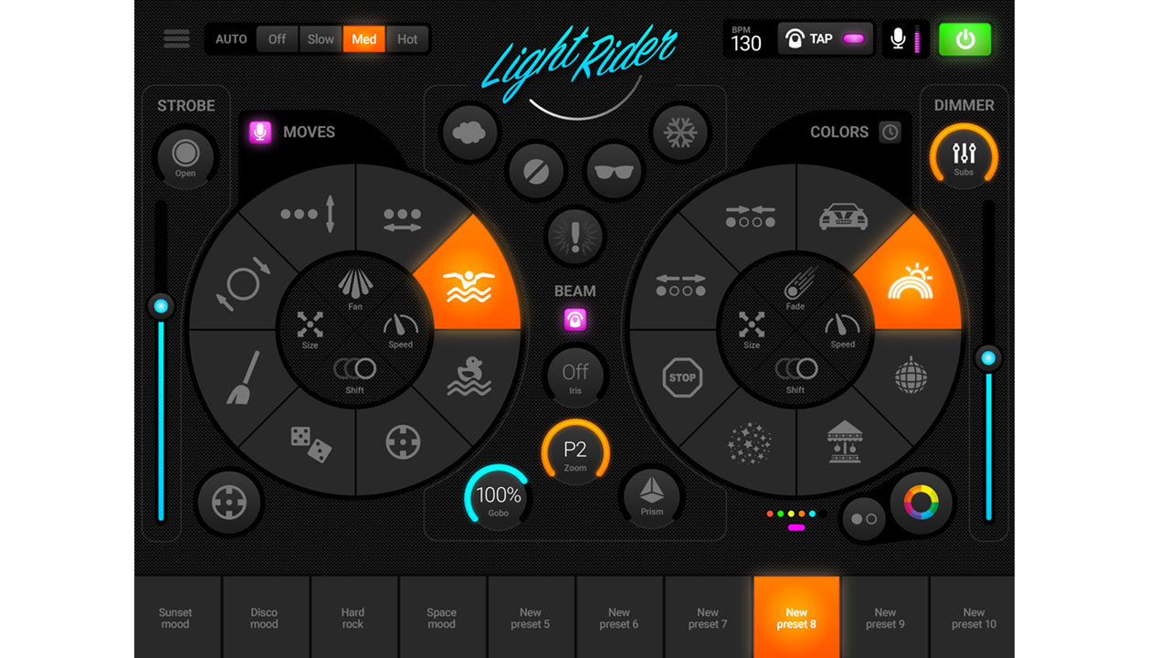 Light Rider App Oberfläche