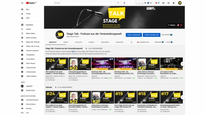Stage Talk Podcast mit eigenem YouTube Kanal